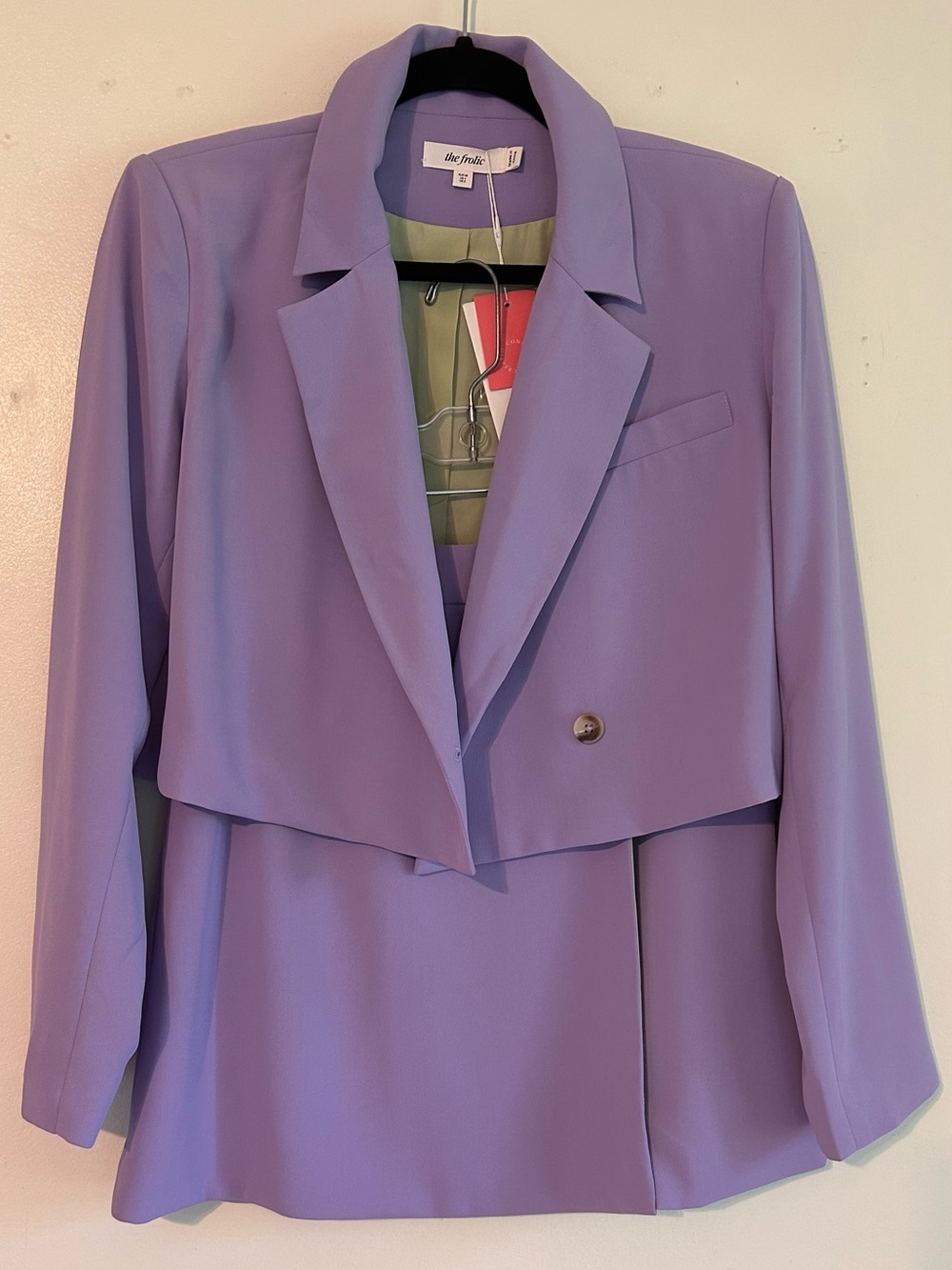 The Frolic ASOS Lavender Two Piece Cropped Blazer Skirt Suit Set Sz4 NWT